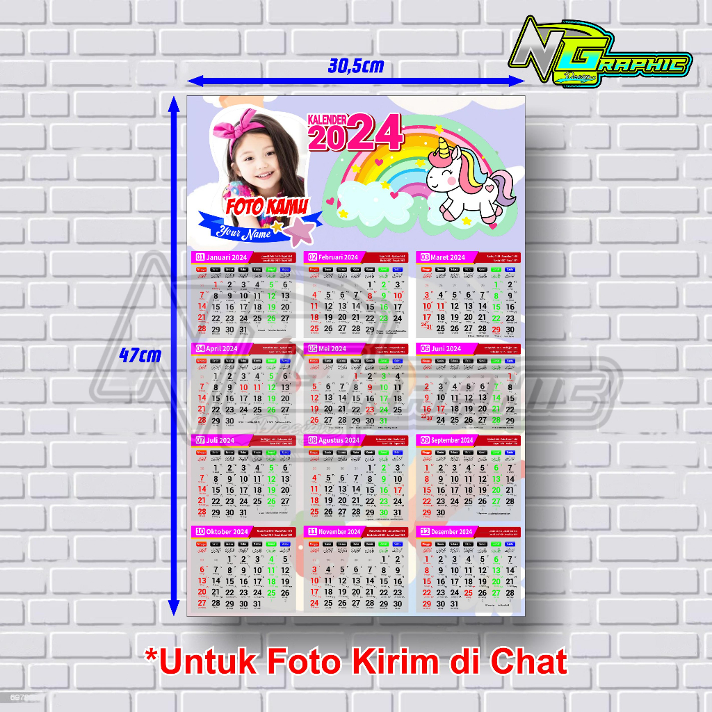 Jual Kalender Aesthetic 2023 2024 I Kalender Dinding Tanggalan Motif