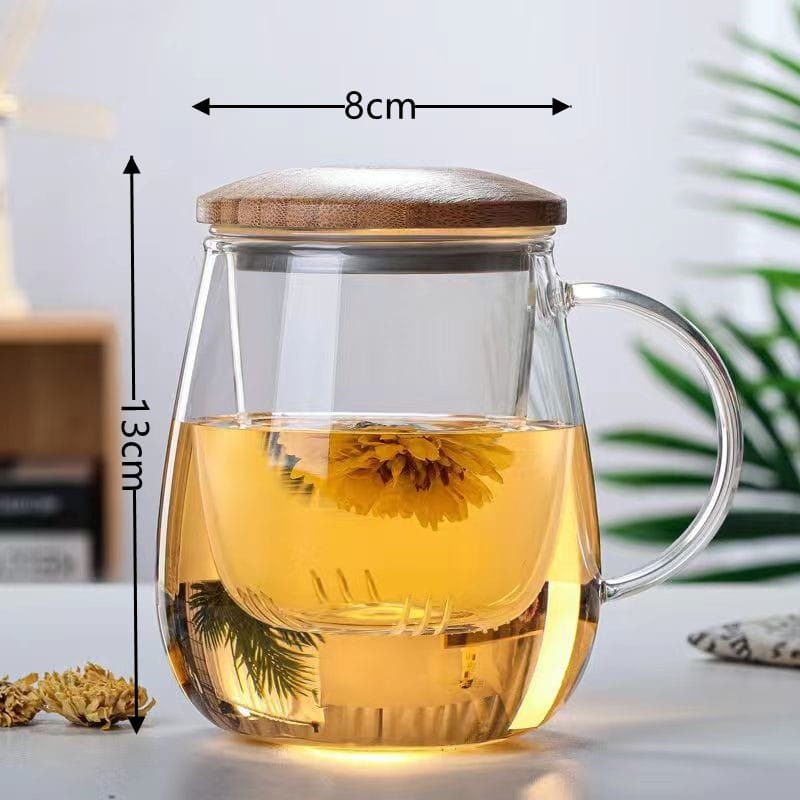 Jual GLASS INFUSER TEAPOT GLASS TEA CUP WITH INFUSER AND LID GELAS TEH