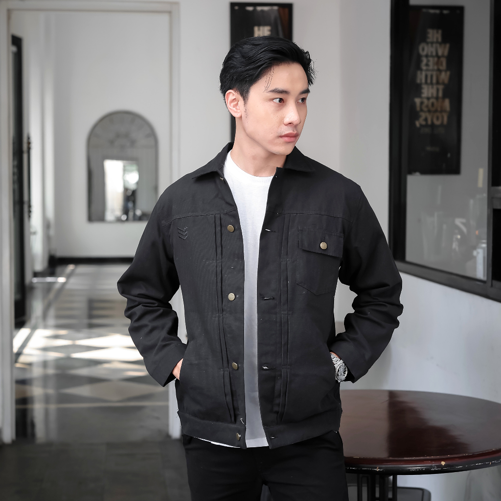 Jual Delibra Jaket Trucker Pria Black Shopee Indonesia