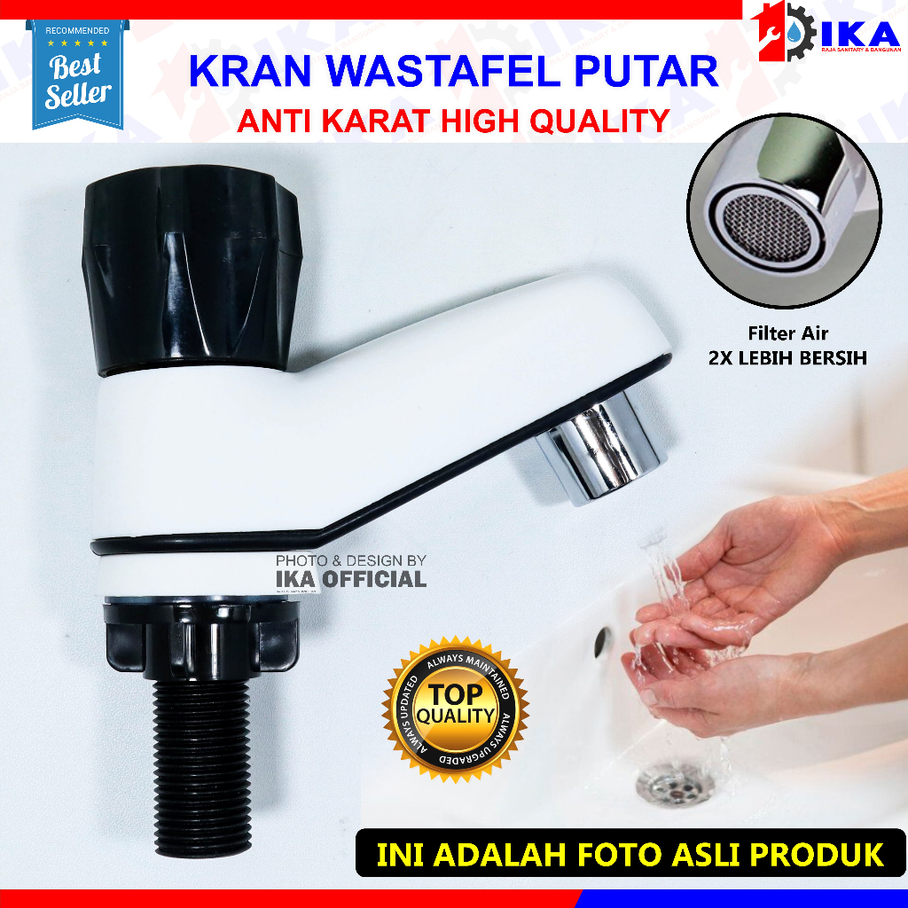 Jual Kran Wastafel Soligen W15 Tanam Keran Air PVC Chrome Putih Ivory