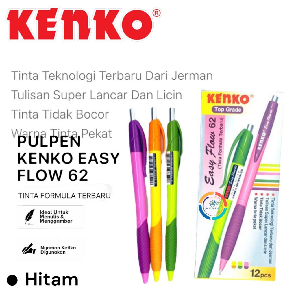 Jual Kenko Ballpen Easy Flow Warna Hitam Shopee Indonesia