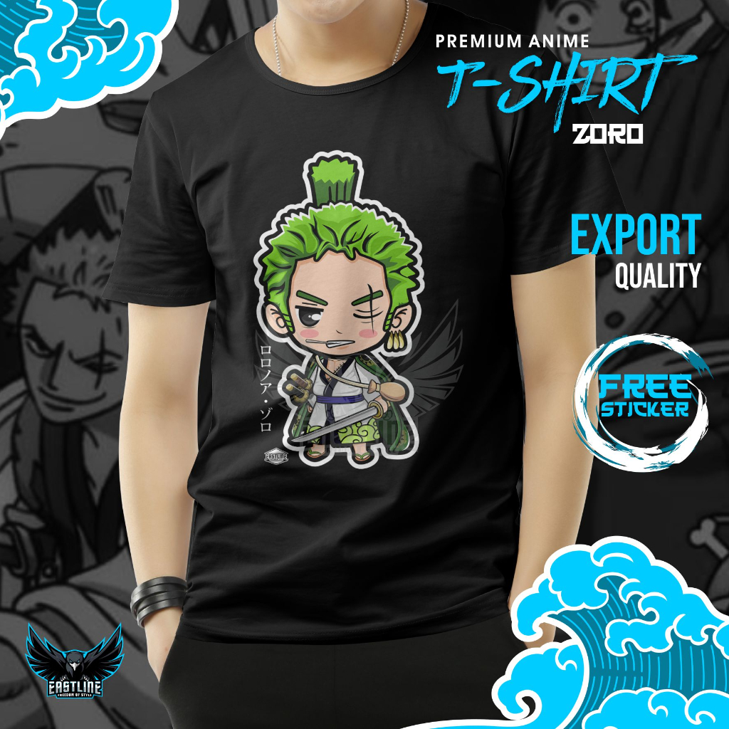 Jual KAOS ANIME ONE PIECE CHIBI RORONOA ZORO WANO T SHIRT DISTRO