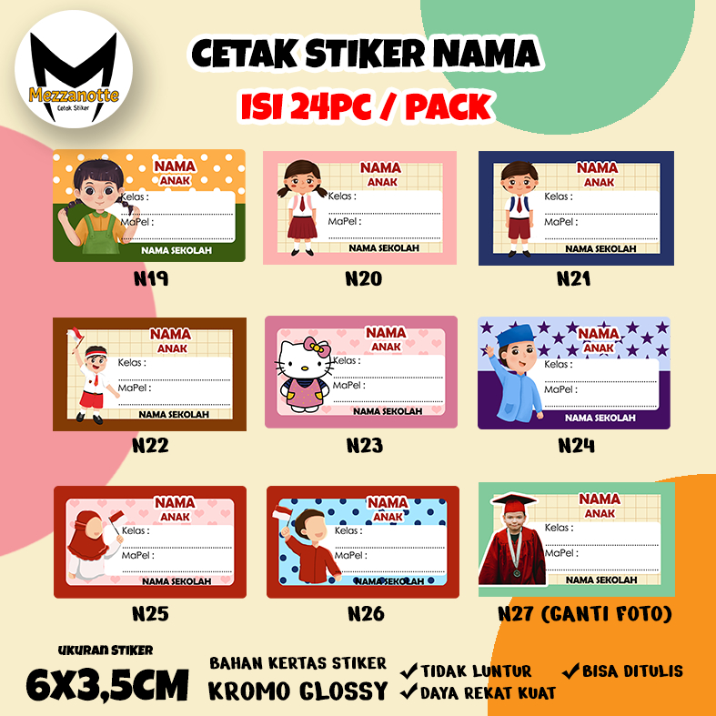 Jual Stiker Label Nama Custom Untuk Buku Gratis Desain Shopee Indonesia