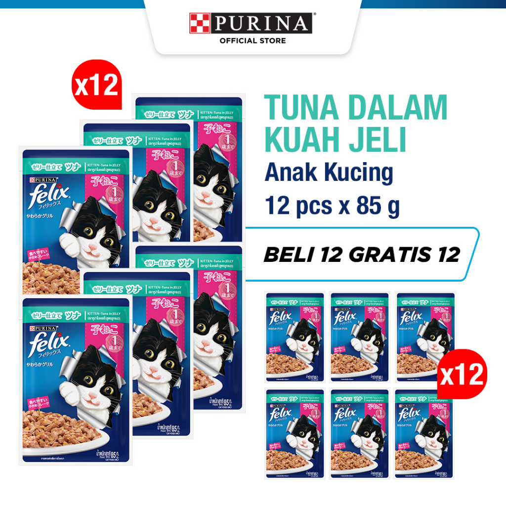 Jual FELIX Kitten Tuna Makanan Kucing Basah 85gr Buy 12 Get 12 Free