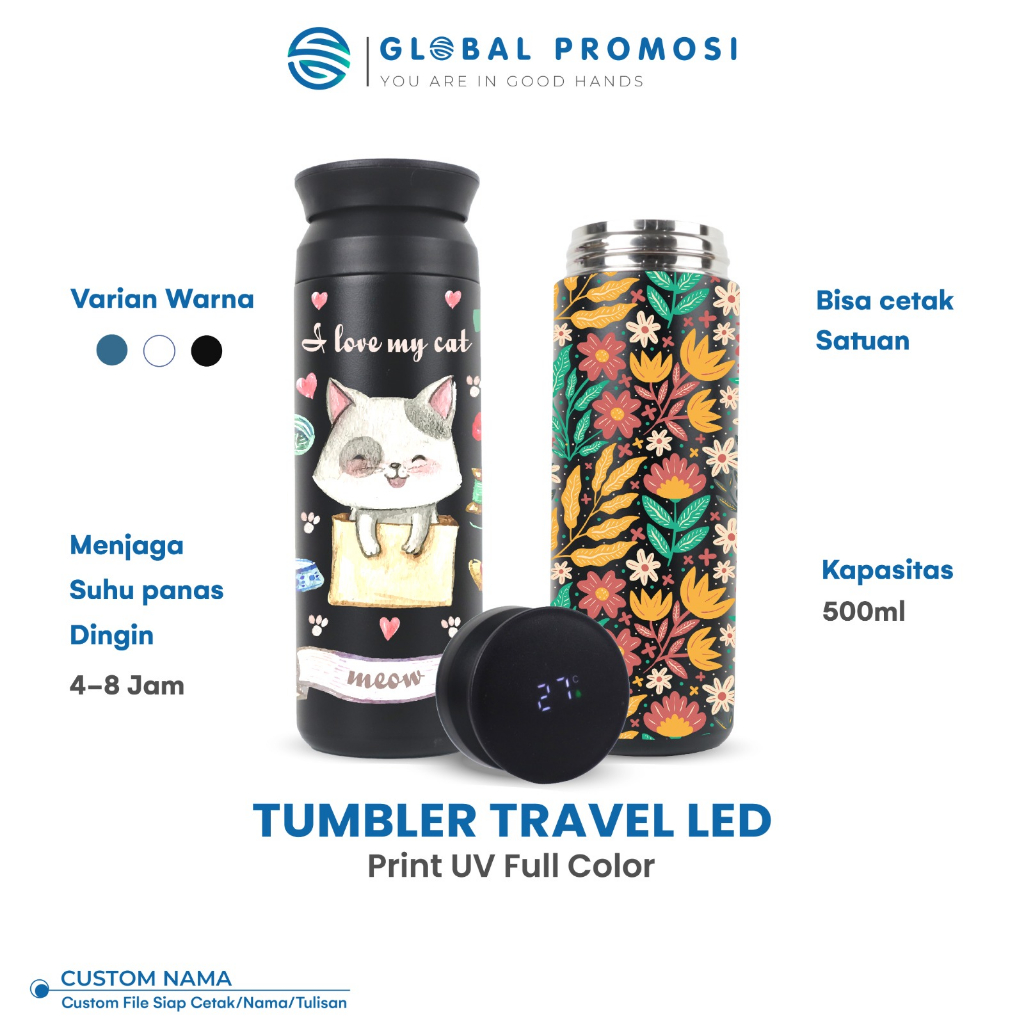 Jual Custom Tumbler Travel Ml Led Non Led Ekonomis Cetak Uv Print