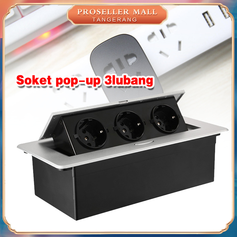 Jual Stop Kontak Meja Meeting 3 Socket Pop Up Stop Kontak Tanam Meja EU