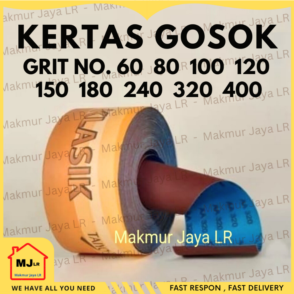 Jual Amplas Kertas Gosok Ampelas ROLL 50meter Grit No 60 80 100