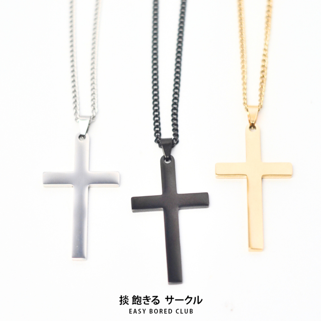 Jual Kalung Salib Titanium Pria CROSS NECKLACE Easy Bored Club