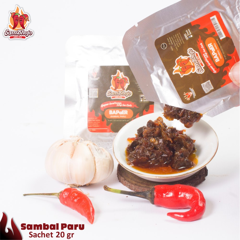 Jual SamBhojo Sambal Sachet 20gr Sambal Baby Cumi Sambal Roa Paru