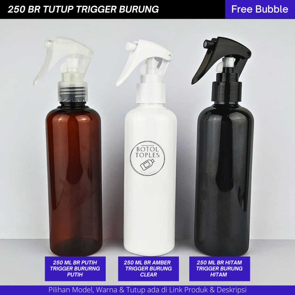 Jual 250ml Botol BR Warna Tutup Trigger Burung Dan Bebek Neck 24