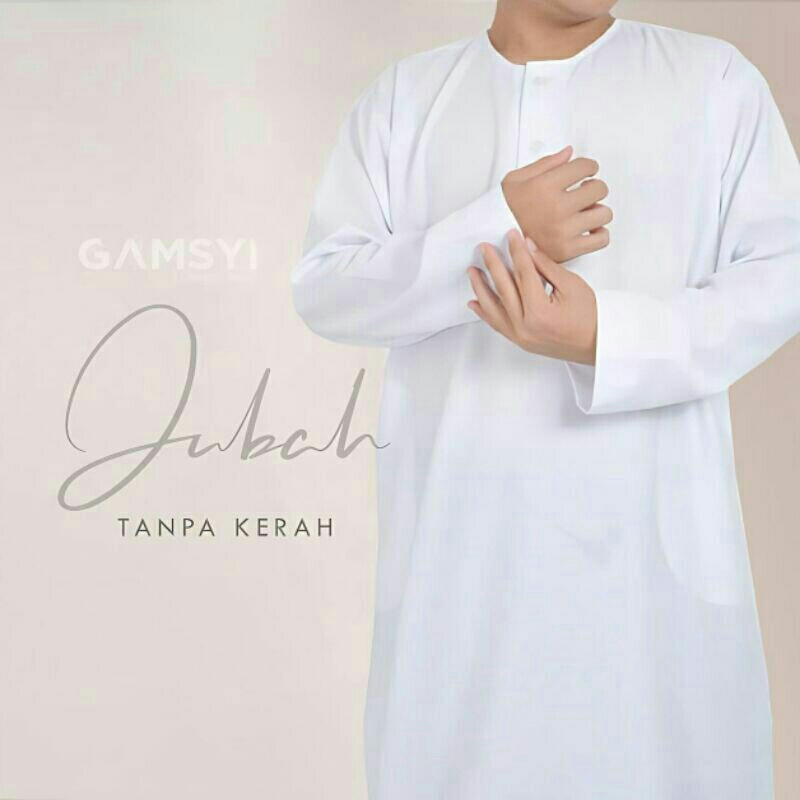 Jual PROMO JUBAH GAMIS PRIA PUTIH POLOS HABAIB GAMIS BIN HAMEED GAMSYI