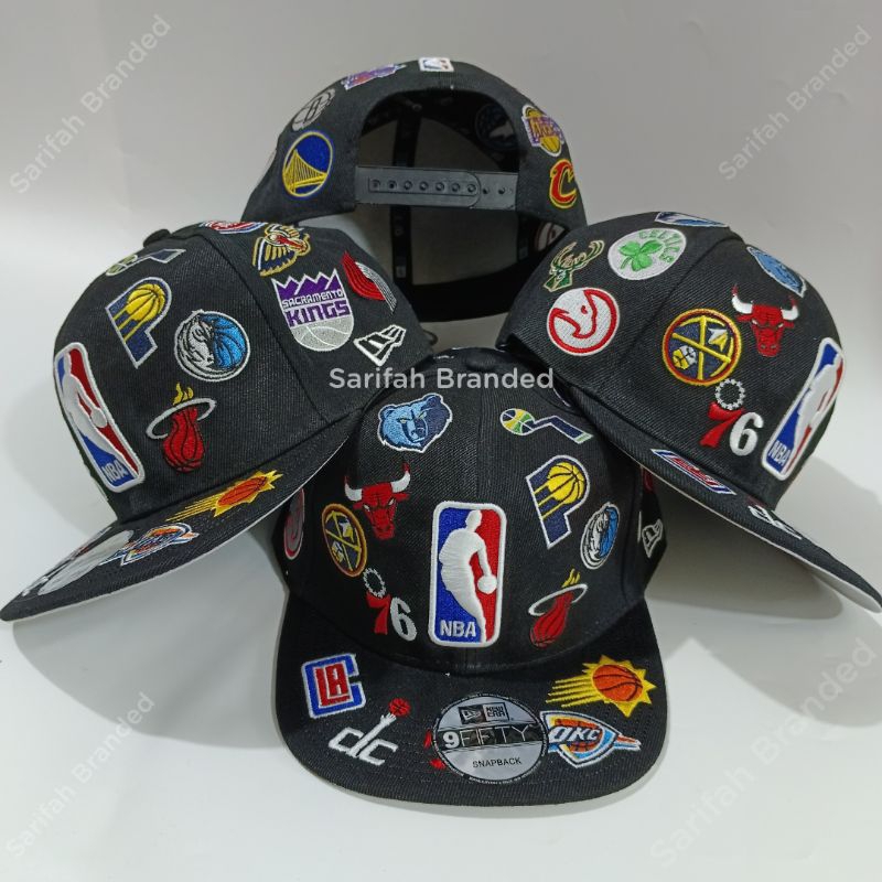 Jual 2 SARIFAH BRANDED Topi Snapback All Logo Team NBA Import Topi