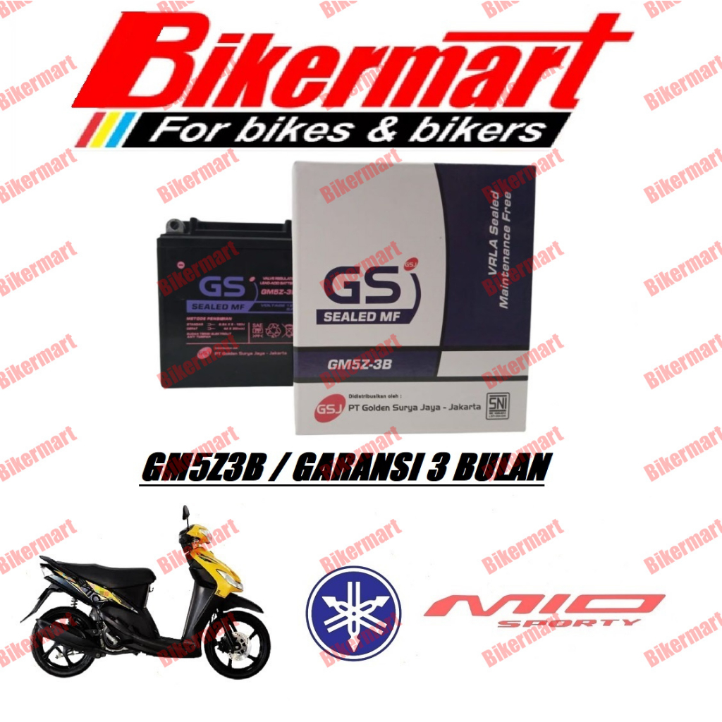 Jual Aki Motor Yamaha Mio Sporty GM5Z3B Accu Kering MF Shopee Indonesia