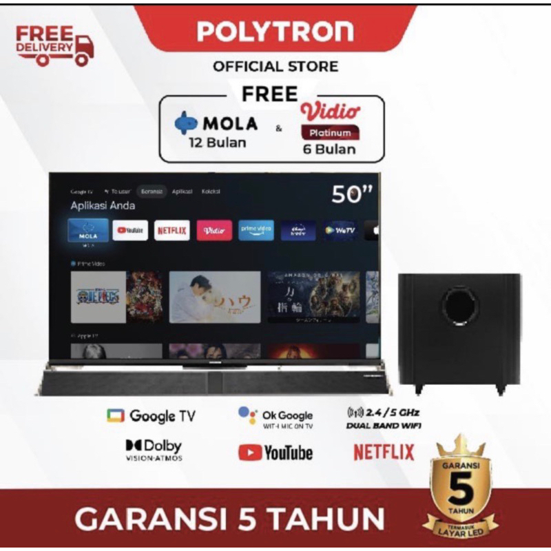 Jual Led Polytron Inch K Uhd Smart Soundbar Google Tv Pld Bug