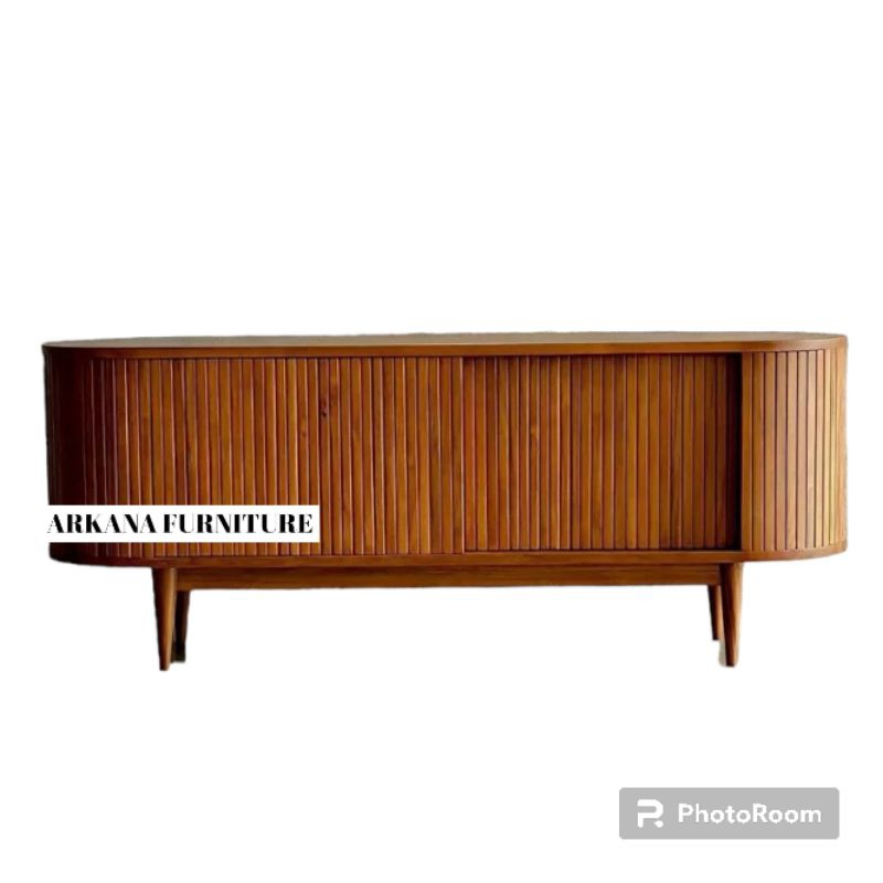 Jual Buffet Bufet Tv Motif Salur Fluted Credenza Minimalis Pintu