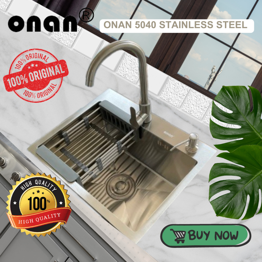 Jual Kitchen Sink Bak Cuci Piring ONAN 5040 Stainless Steel FREE Soap