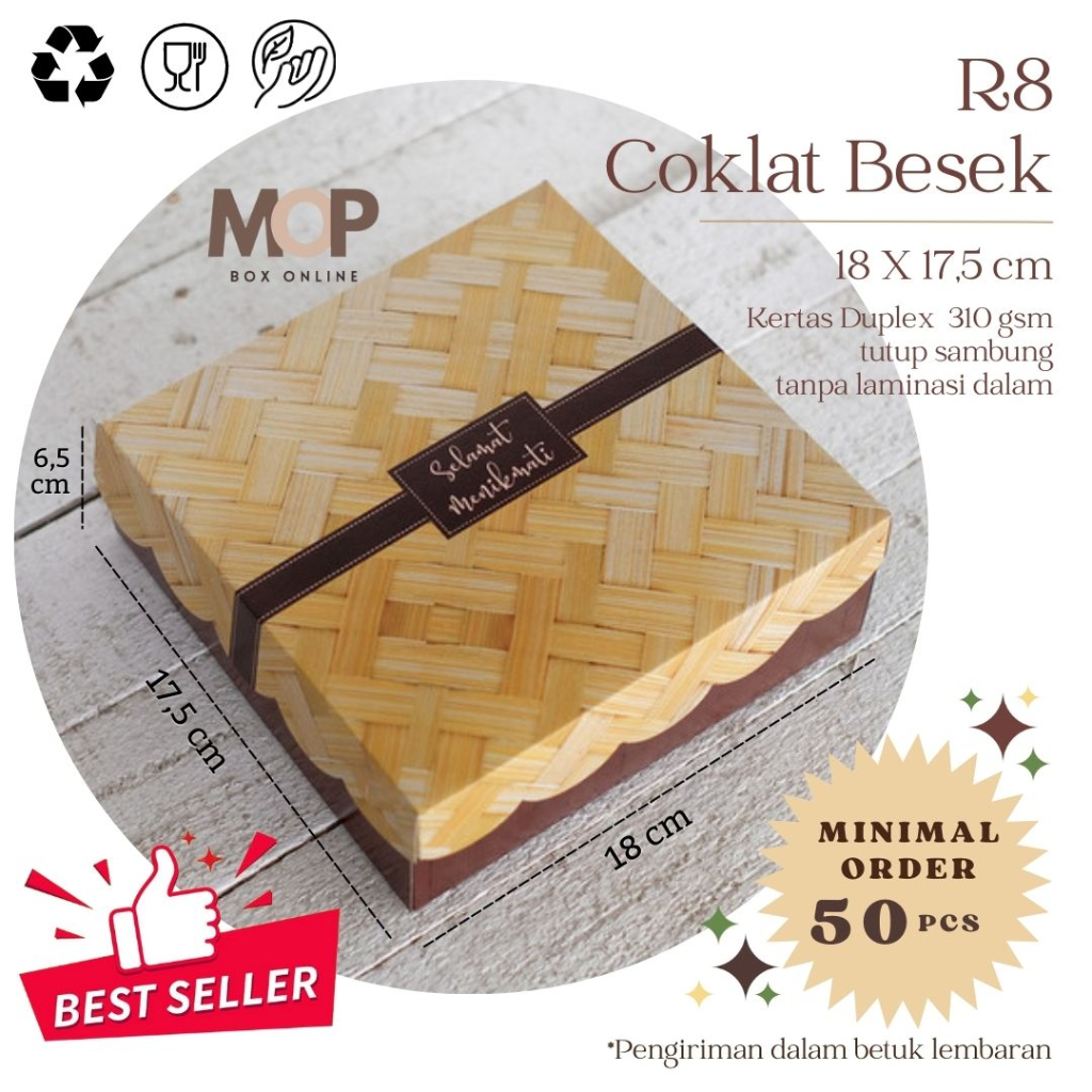 Jual Kotak Nasi 18x18 R8 Coklat Besek Bambu Box Nasi Katering Murah