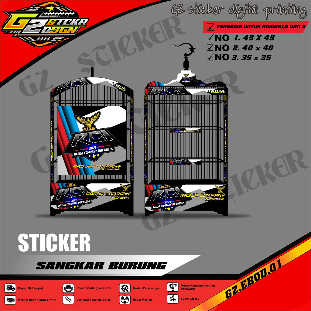 Jual Stiker Decal Sangkar Burung Sticker Dekal Kandang Ebod Kotak Bnr