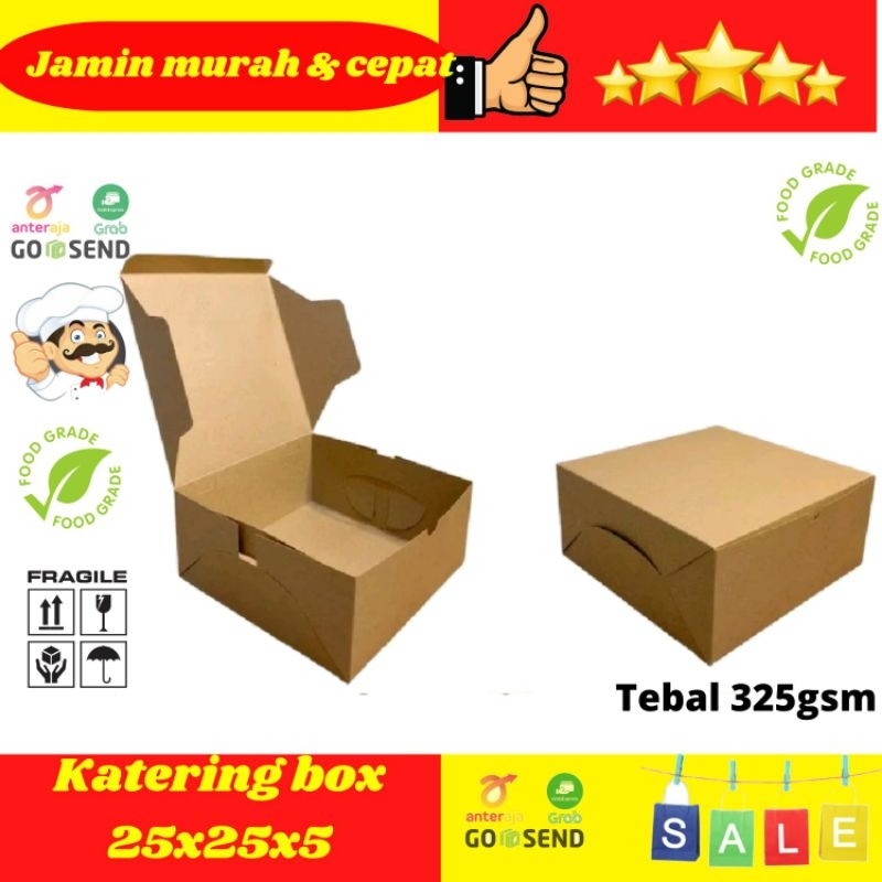 Jual DUS KOTAK NASI TEBAL 325GSM BOX NASI KUE CAKE KATERING 25x25x5