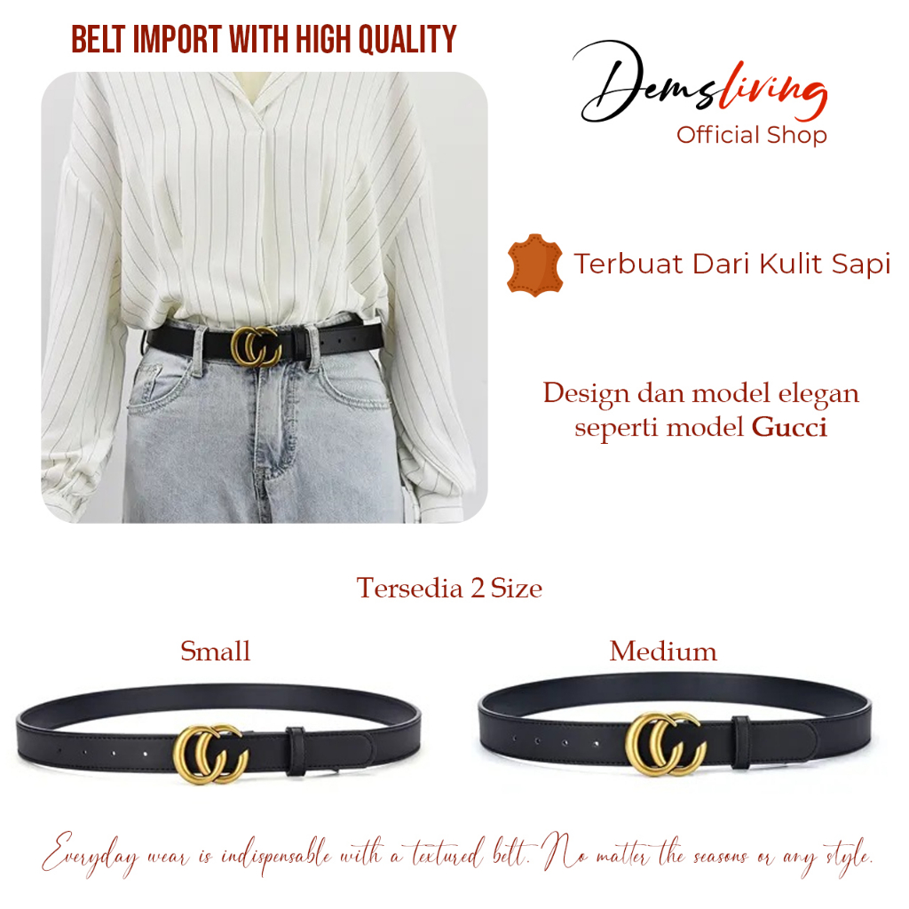 Jual Dems Ikat Pinggang Wanita Impor Belt Wanita Kulit Sapi Gesper