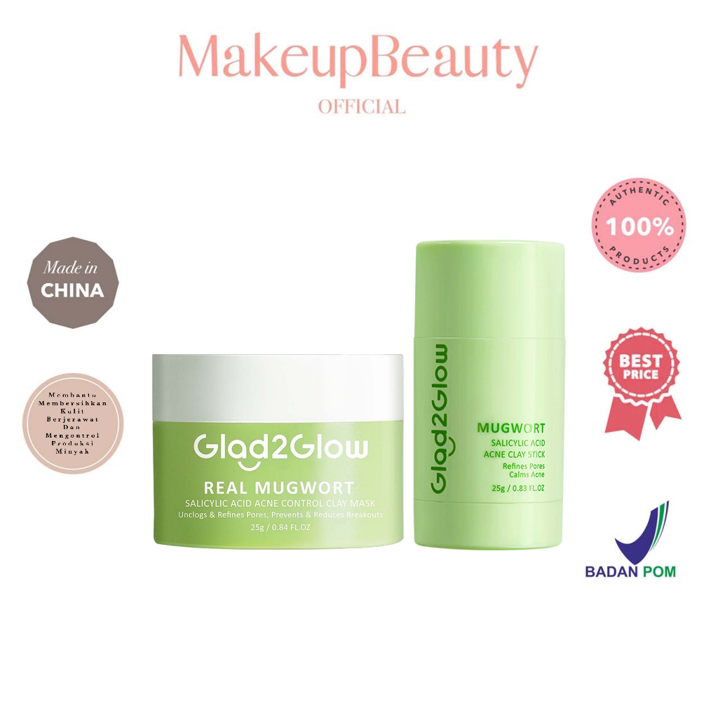 Jual GLAD2GLOW Real Mugwort Clay Stick Mask Salicylic Acid Anti Pores