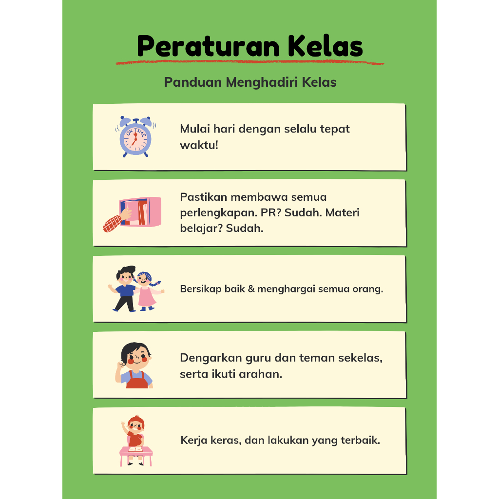 Jual Poster Peraturan Kelas Foto Kelas Hiasan Dinding Sekolah