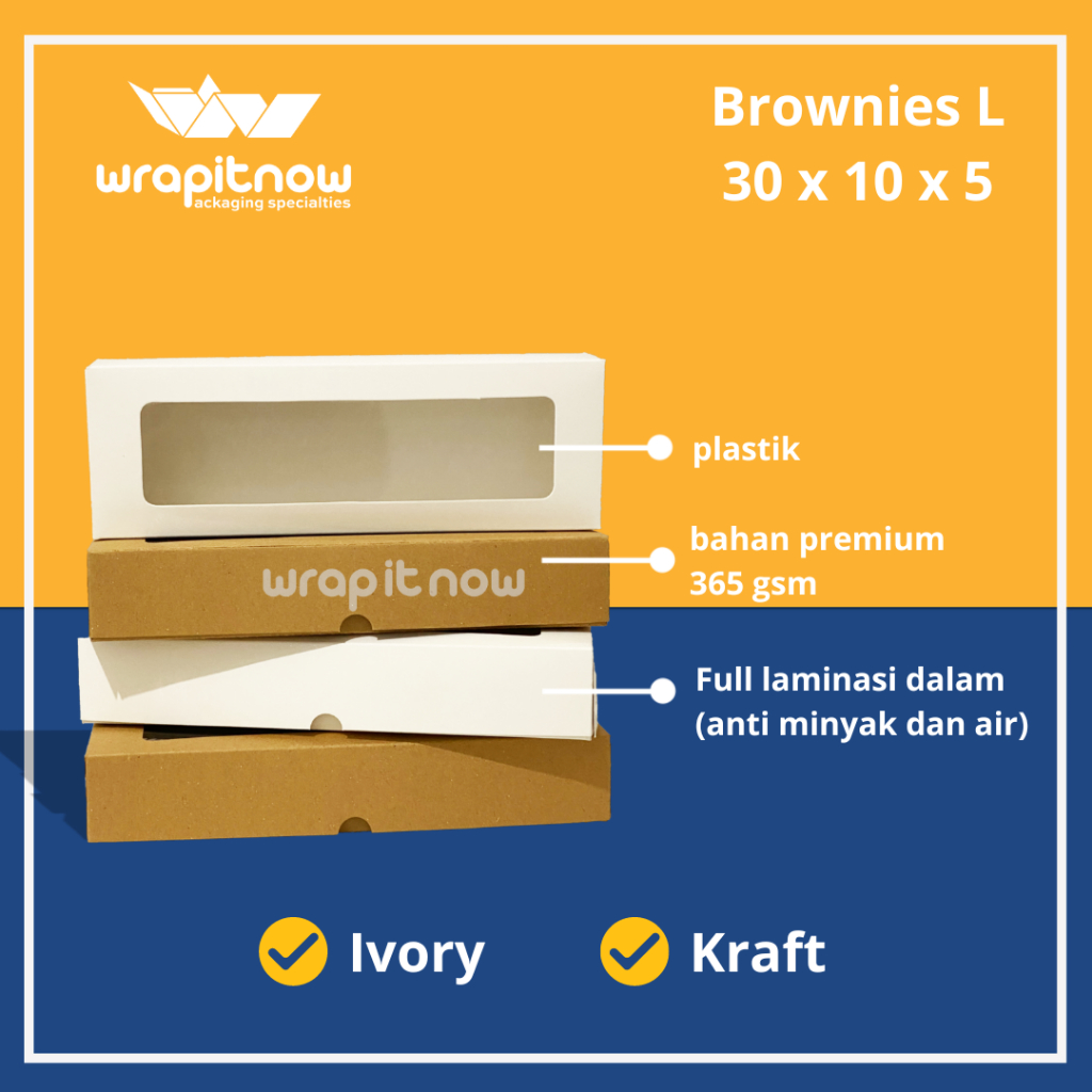 Jual Dus Brownies L Dus Kraft 30x10x5 Dus Ivory 30x10x5 Bronis Roti