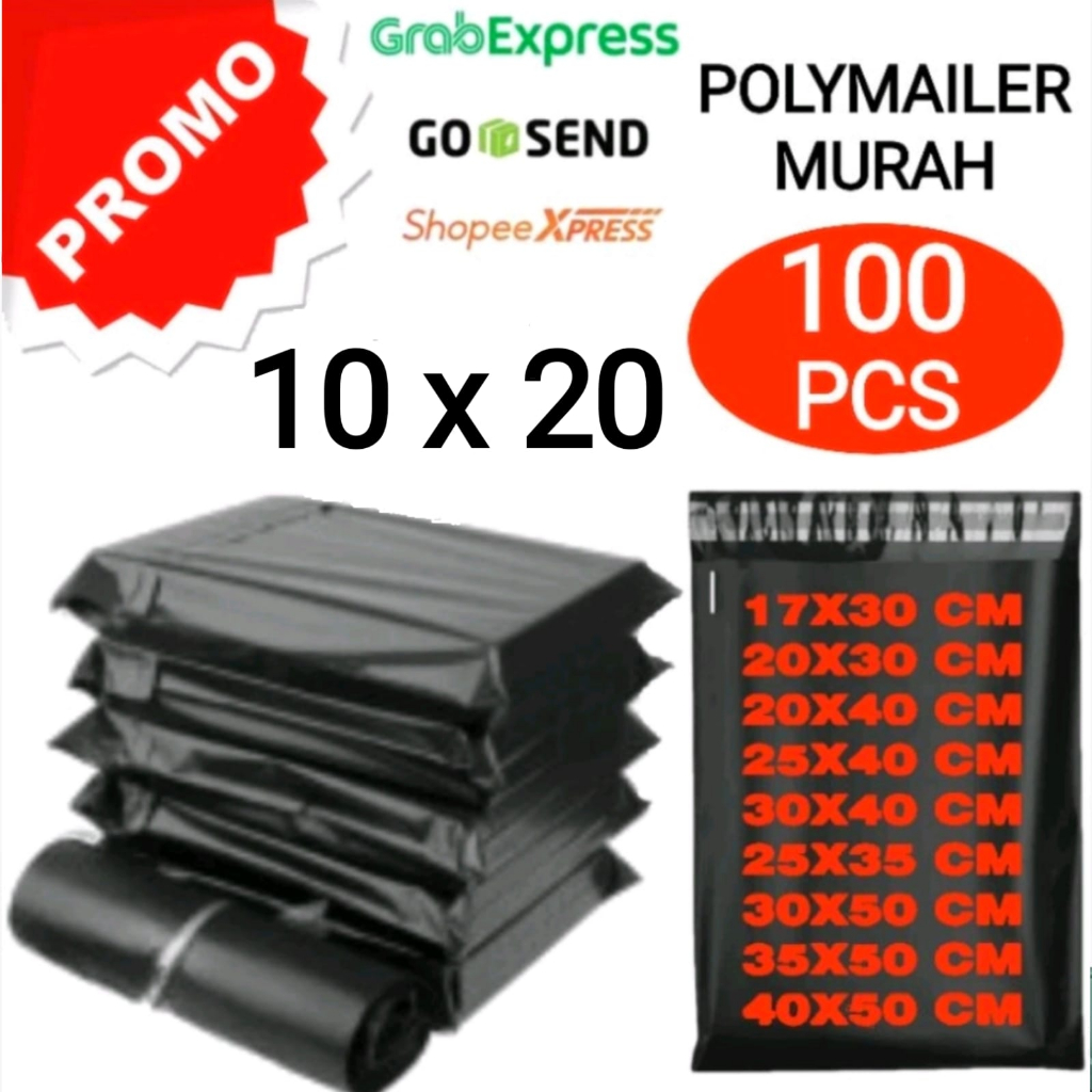 Jual PLASTIK PACKING POLYMAILER UKURAN 10 X 20 ISI 100 PCS Shopee