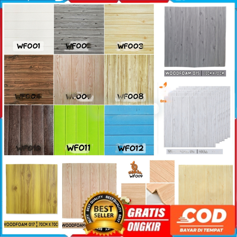 Jual Wallpaper Dinding 3d Motif Kayu Wood Foam 70x70cm Wallfoam Motif