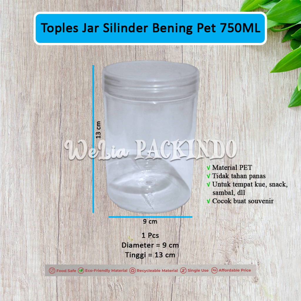 Jual Toples Jar Silinder Bening Pet 300ml 400ml 500ml 750ml 1000ml