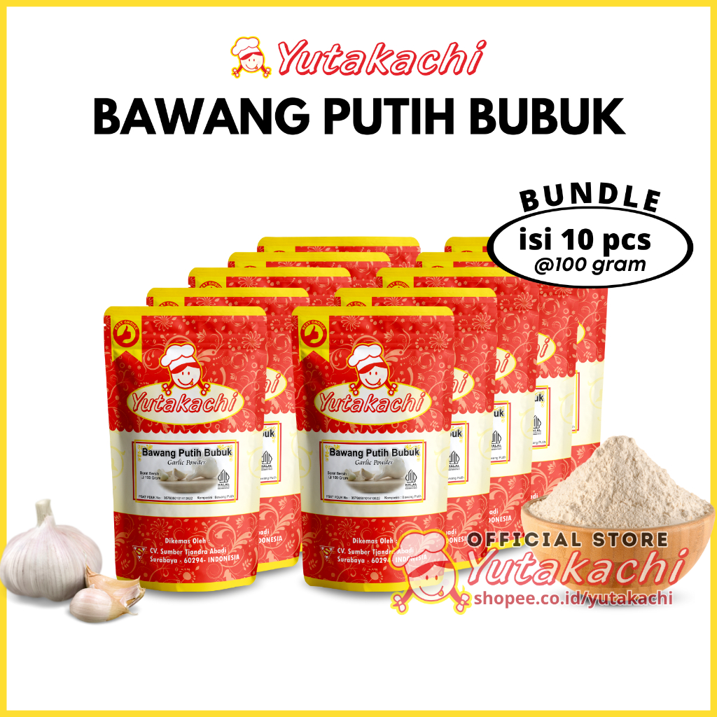 Jual BUNDLE Bawang Putih Bubuk 1 KG Yutakachi Kemasan 100gr X 10 Pcs