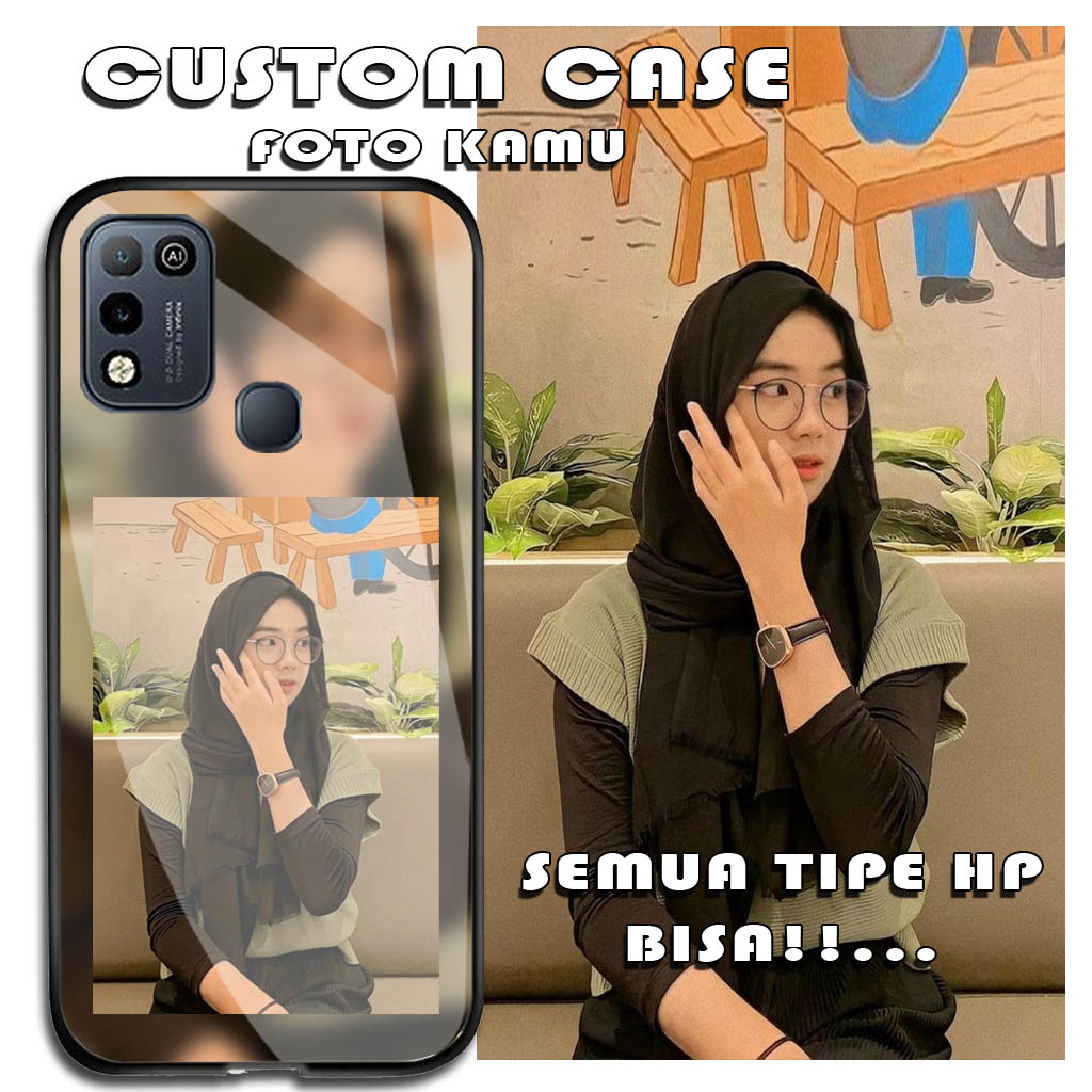 Jual CNF 02 CUSTOM SOFTCASE GLAS KACA KILAU KEKINIAN FOTO KAMU NAMA