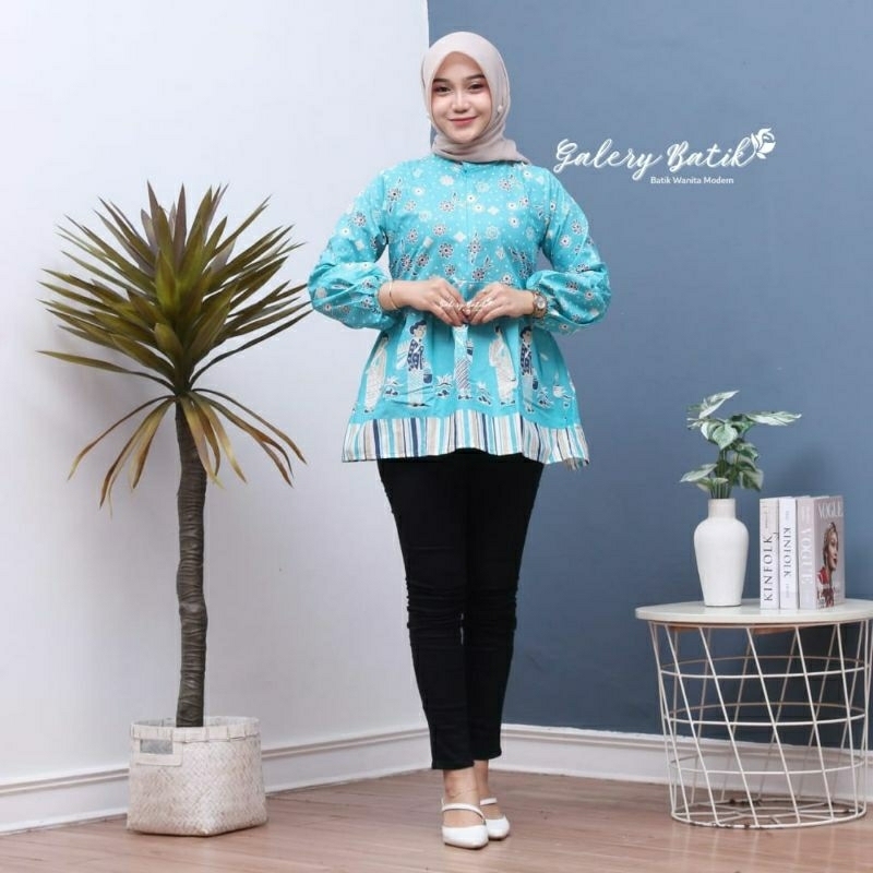 Jual Blouse Batik Bu Tejo Jamu Gendong Atasan Wanita Lengan Panjang