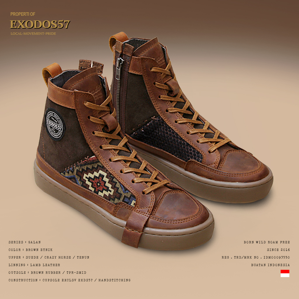 Jual Sepatu Sneakers Kulit Pria Exodos Galan Brown Etnik Shopee