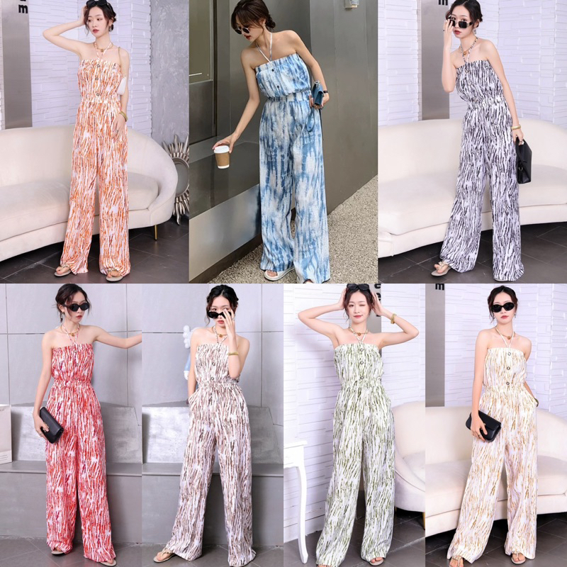 Jual JS0002 SALUM KOREAN STYLE SABRINA VINTAGE JUMPSUIT PANTAI BALI