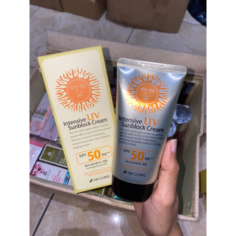 Jual 3W Clinic Intensive UV Sun Block Cream SPF 50 PA 70ml Shopee