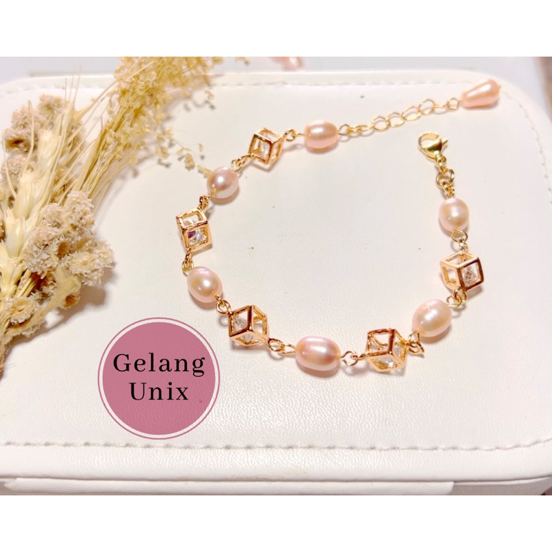 Jual Gelang Cantik Mutiara Air Tawar Lombok Premium Super Mix Kristal