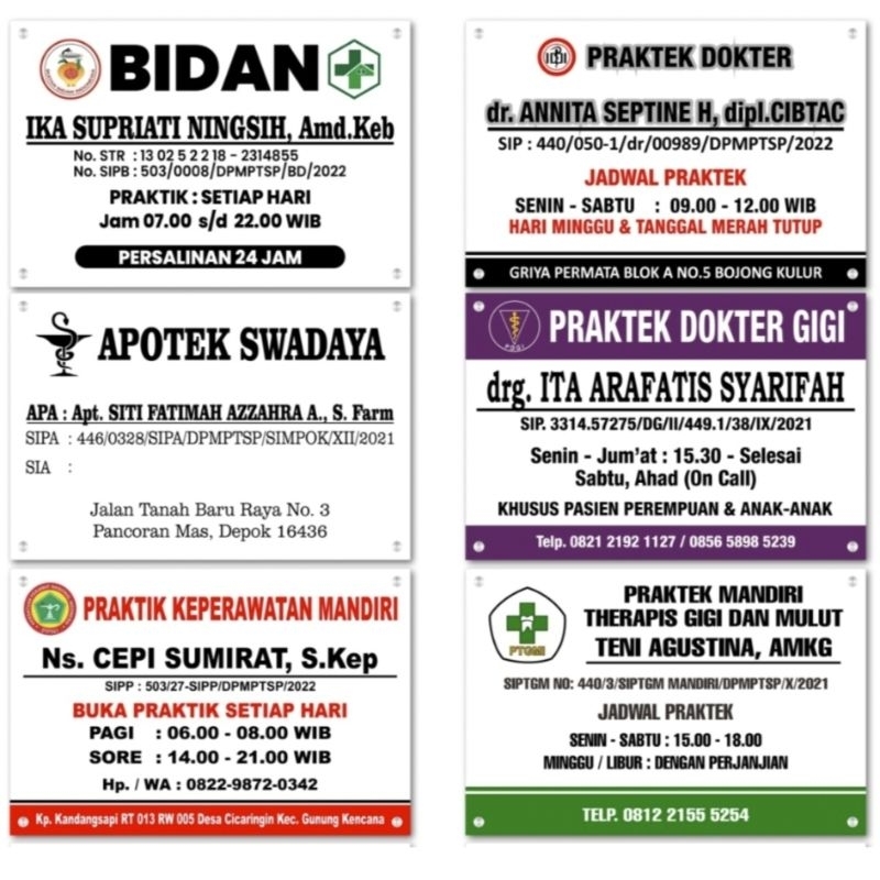 Jual Papan Praktek Apoteker Dokter Bidan Perawat Dll Bisa Custom