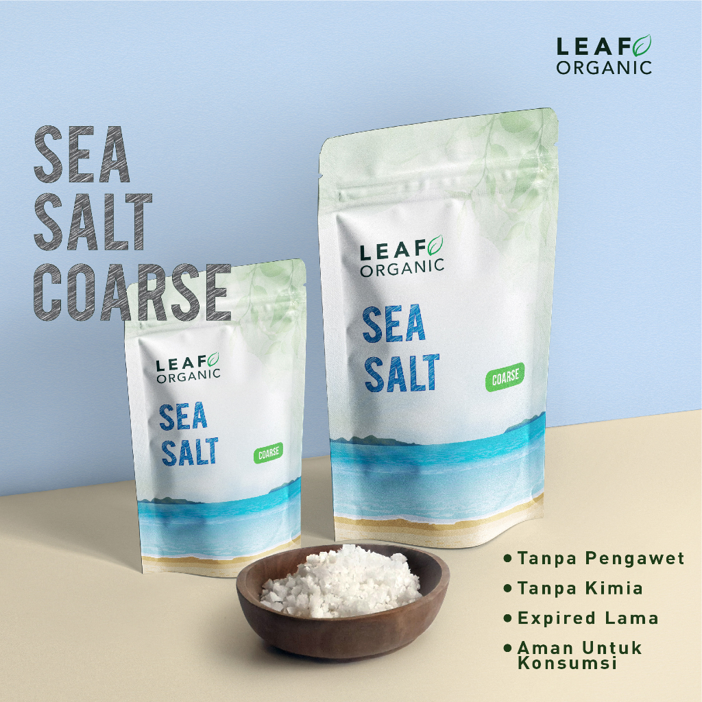 Jual Leaf Organic Sea Salt Coarse Kasar Garam Laut Mineral Premium