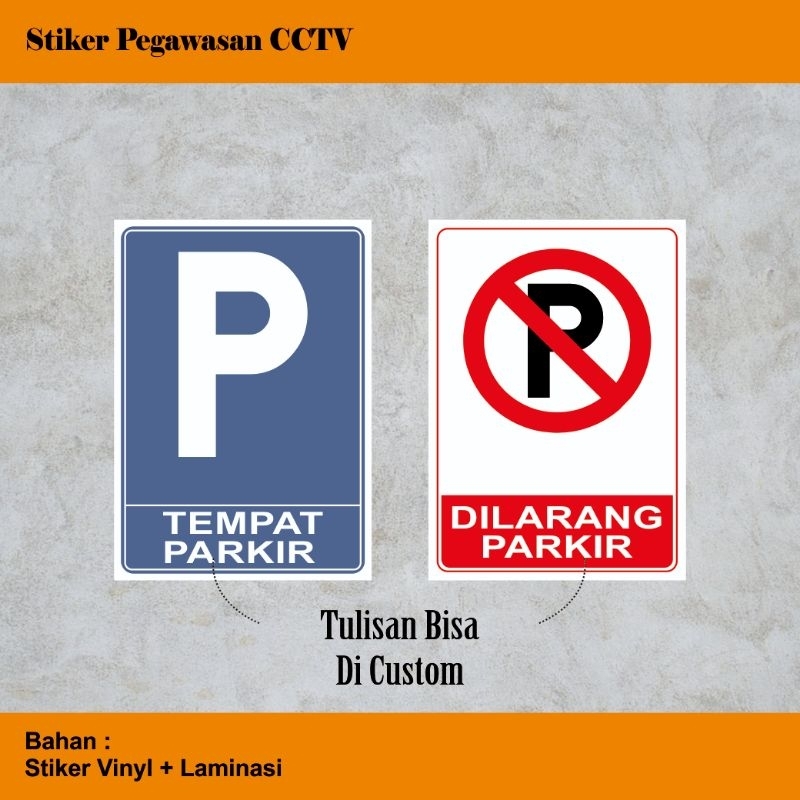 Jual Sticker Stiker Sign Rambu Dilarang Parkir Custom Text Tulisan