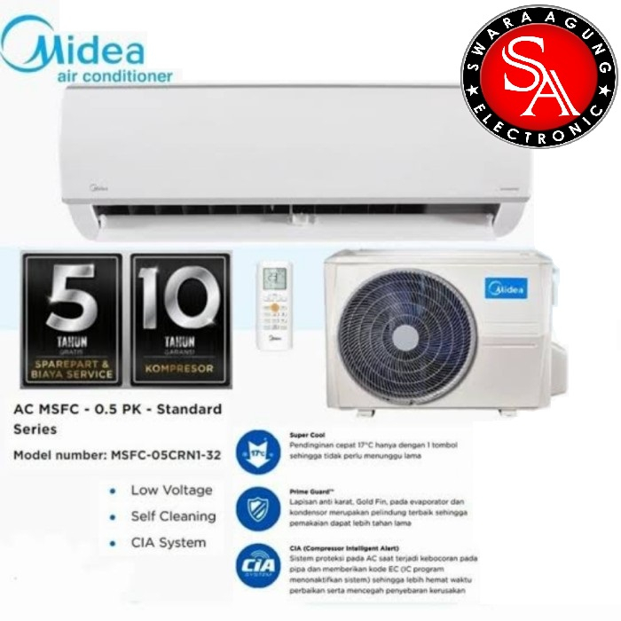 Jual Ac Split 0 5PK Midea Type MSB 05CRN1 FREE PASANG BAHAN Khusus