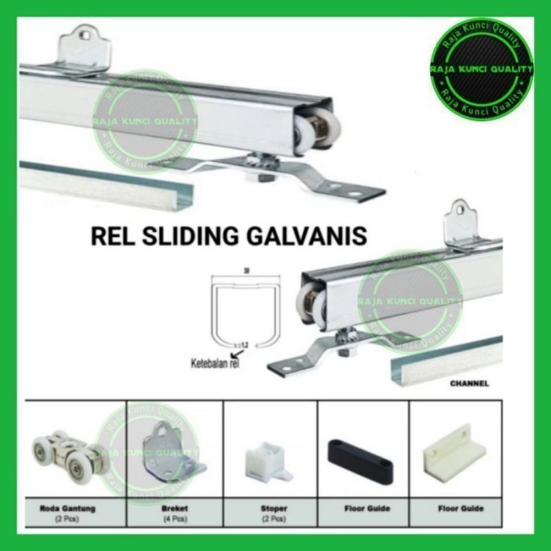 Jual REL GANTUNG PINTU GESER SLEDING 180CM LENGKAP RODA Shopee Indonesia