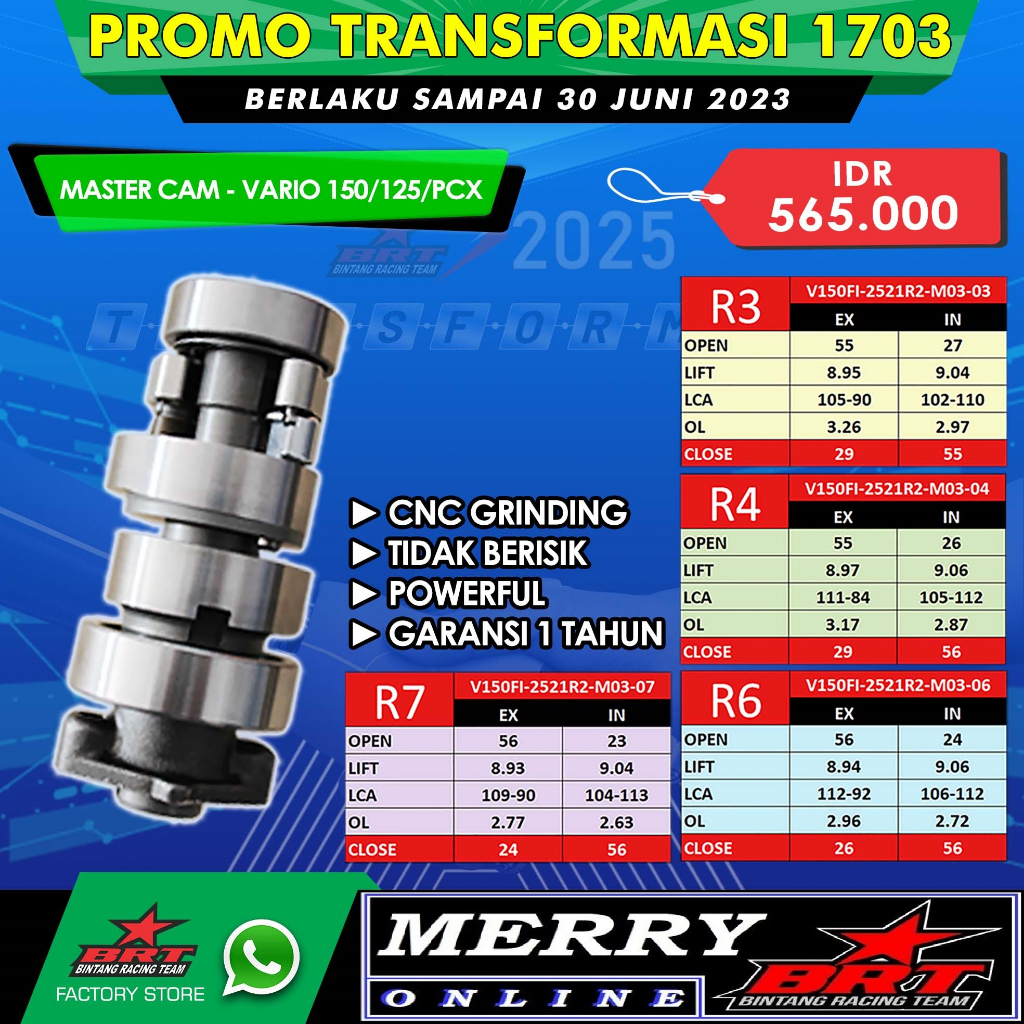 Jual Master Cam Brt Noken As Pcx Lokal Adv Vario Ads R