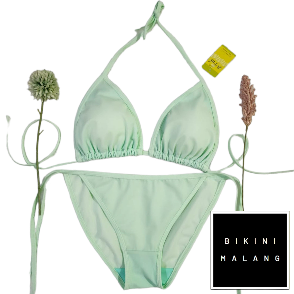 Jual BIKINI TALI SAMPING WARNA HIJAU MINT SEXY ADA BUSA TANPA KAWAT