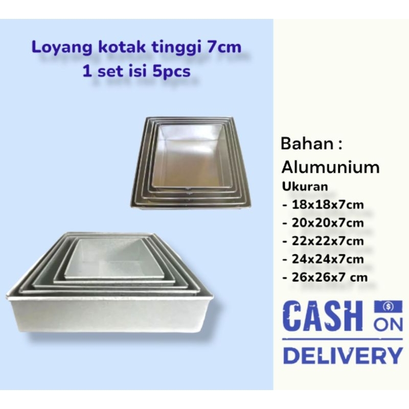 Jual Loyang Kotak Tinggi 7 Cm Dan 4 Cm Bahan Alumunium Loyang Kotak