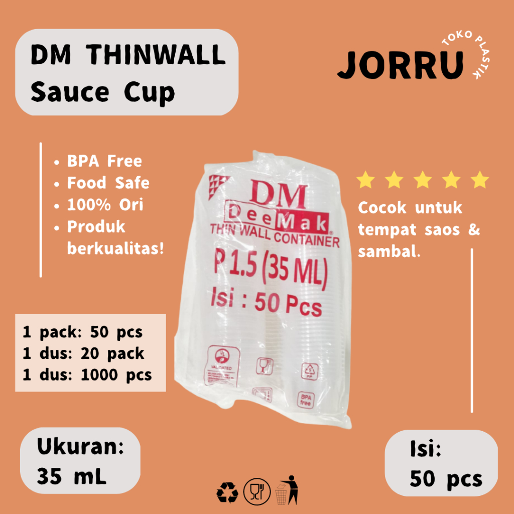 Jual THINWALL DM SAUCE CUP 35 ML ISI PER PACK 50 PCS SAUCE