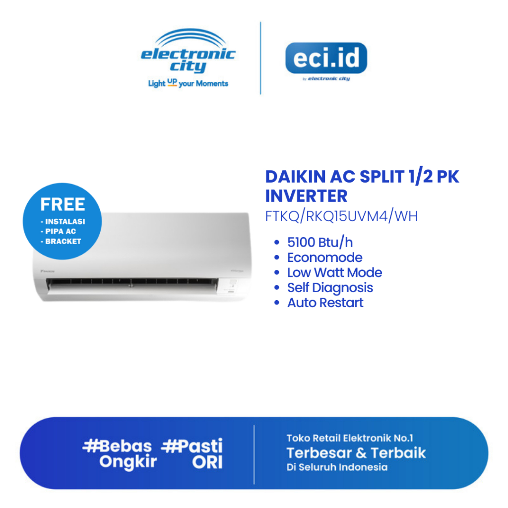 Jual Daikin Ac Split Pk Inverter Ftkq Rkq Uvm Wh Shopee Indonesia