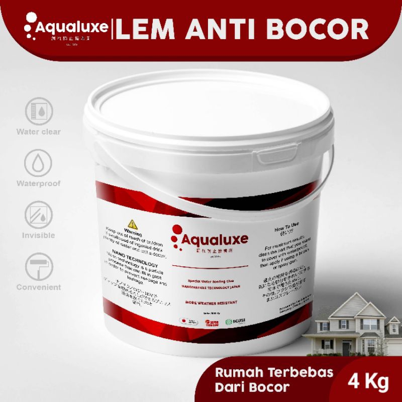 Jual Aqualuxe Lem Transparan 4kg Pelapis Anti Bocor Waterproof Super