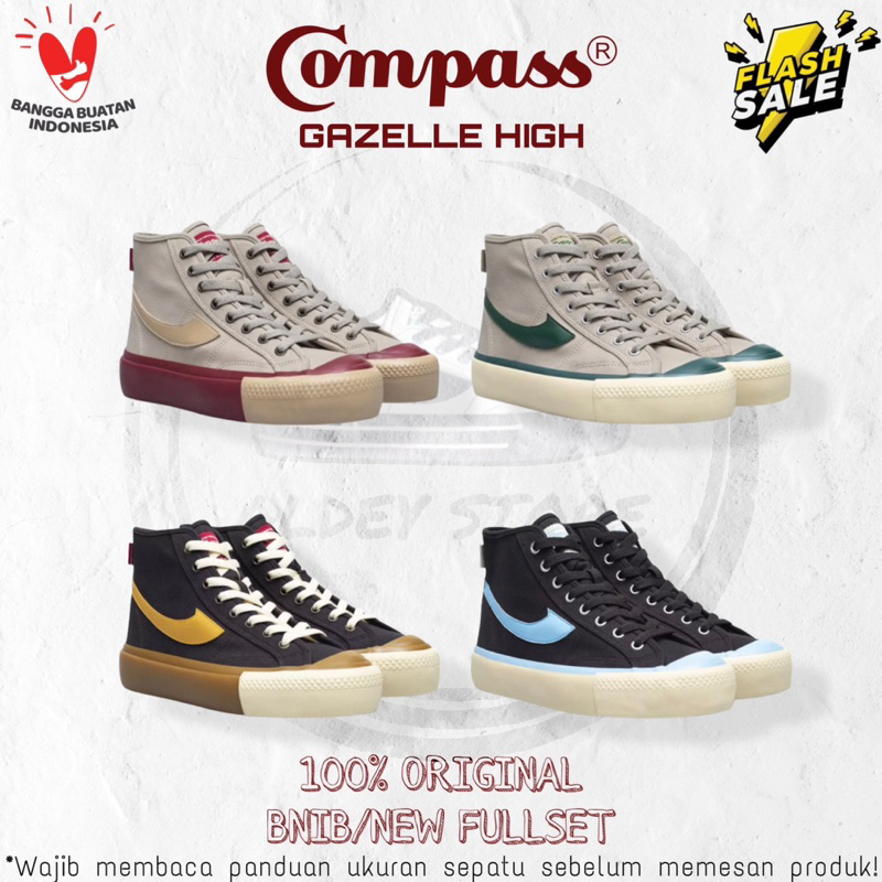 Jual Original Sepatu Compass Gazelle High Wafer Green Wafer Maroon