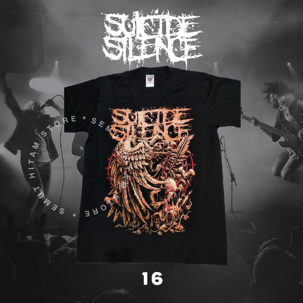 Jual Kaos SUICIDE SILENCE BIRD SKULL ILLUSTRATION Builtup Band Musik